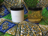 Jars of Coconut Oil on Ankara Fabric